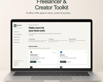 Freelancer Toolkit Bundle, 10 Offline HTML Apps for Clients, Content and Launches