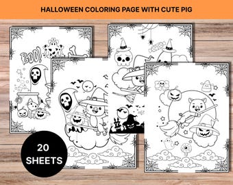 Libro para colorear de cerdos de Halloween: 20 páginas de animales (PDF)