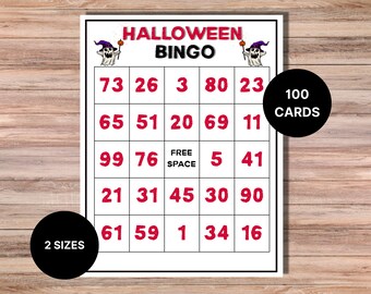 Juego de bingo de Halloween: 100 tarjetas espeluznantes, diversión familiar (PDF imprimible)