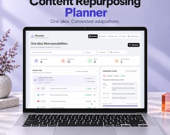 Content Repurposing Planner, Offline HTML App for Creators, Recasta