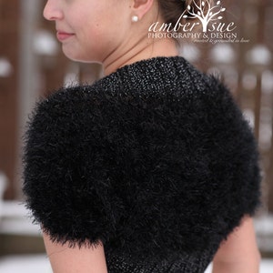 Black Bridal Shrug / Black Hand Knitted Bridal Bolero / Bolero Jacket For Brides or Bridesmaids, ready to ship