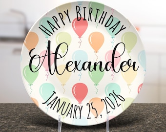 Personalized Birthday Plate with Date, Customizable Kids Party Gift, Custom Bday, Custom Smash Cake, B-Day Breakfast Tradition, Boy or Girl