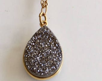 Gift Golden Druzy on Gold-Filled Chain Necklace