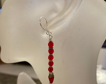 Red Czech glass Drop Earrings