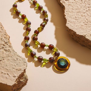 Green Amber, Czech Glass, Swarovski Crystal image 2