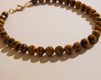 Exquisite Faceted Round Tiger Eye Beaded Necklace