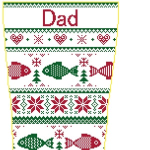 Christmas Stocking Cross Stitch Christmas Stocking Fish and Poinsettias with Name