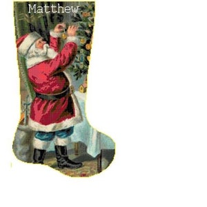 Christmas Stocking Cross Stitch Santa 6 with Name