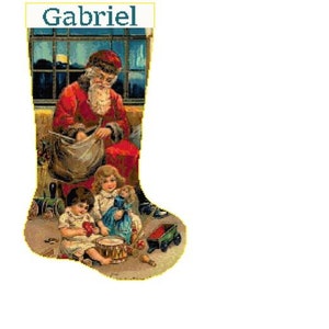 Christmas Stocking Cross Stitch Santa 12 with Name