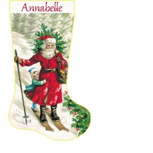 Christmas Stocking Cross Stitch Santa 8 with Name