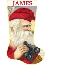 Kerstsok kruissteek kerstman 13 met naam
