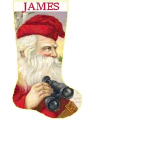 Christmas Stocking Cross Stitch Santa 13 with Name