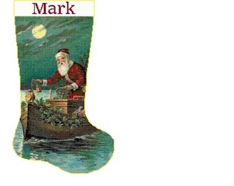 Kerstsok Kerstsok met kruissteek kerstman 14 met naam