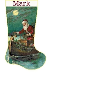Christmas Stocking Cross Stitch Christmas Stocking Santa 14 with Name