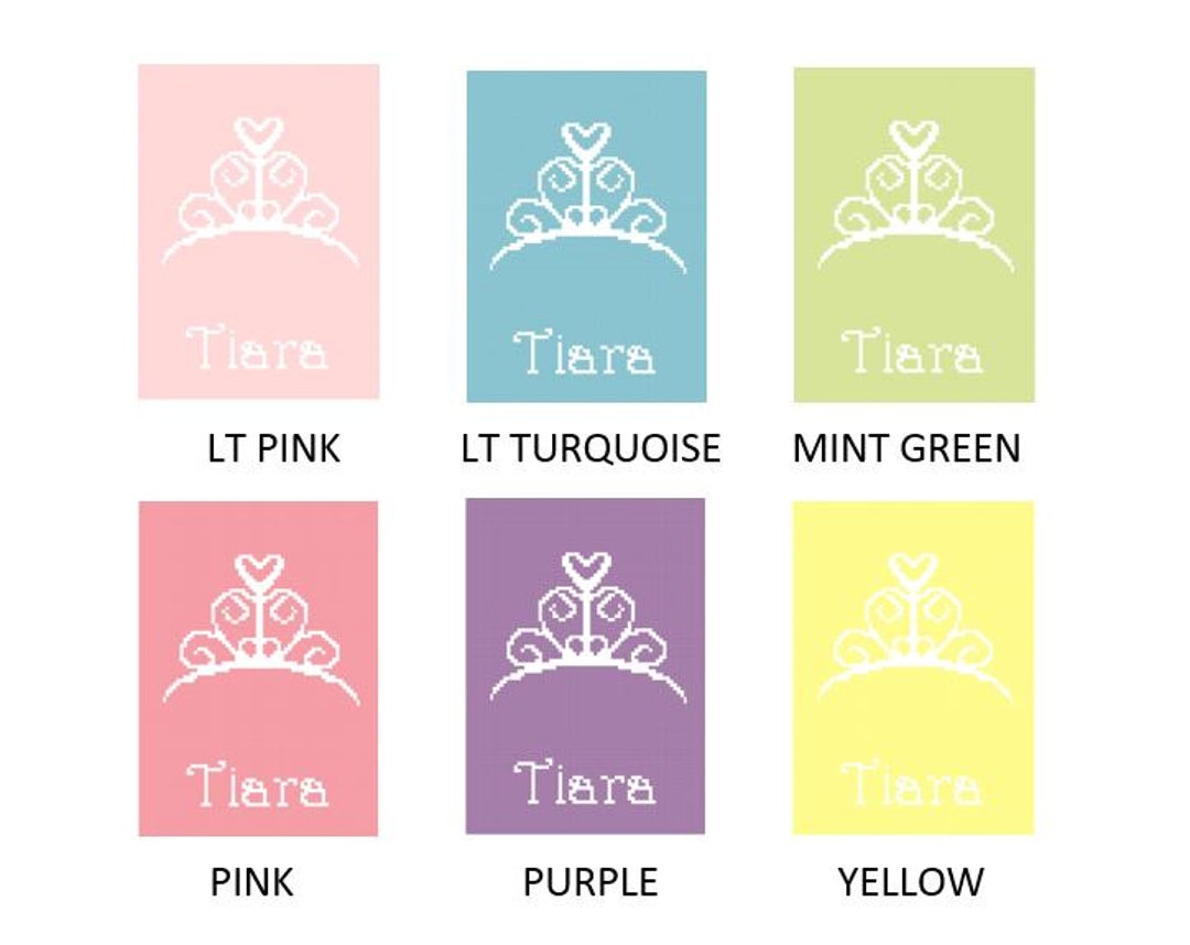Princess Tiara Wall Art Cross Stitch Pattern (CHOOSE 1 of the 6 COLOR