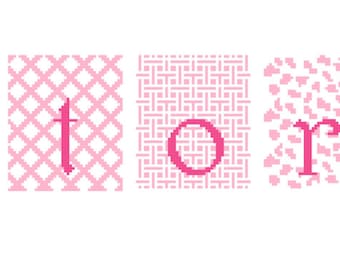 Girl's Name Cross Stitch Pattern Wall Art in Pink