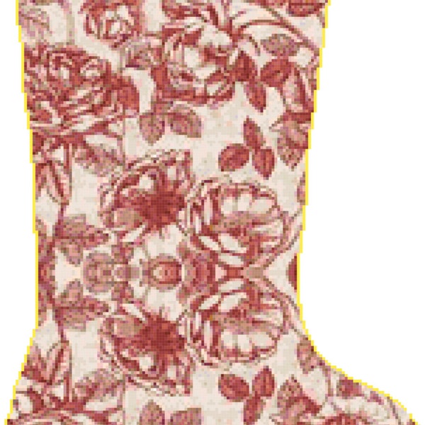 Christmas Stocking Cross Stitch Burgundy Toile with Name