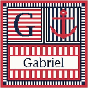 Nautical Boys Name with Anchor Cross Stitch Pattern