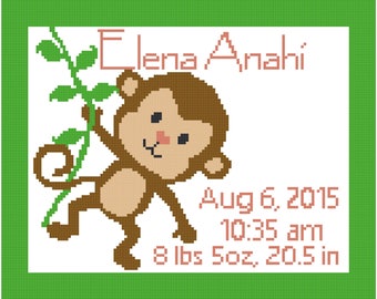 Animal Monkey Mini Birth Announcement