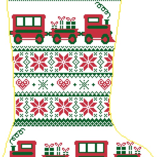 Christmas Stocking Cross Stitch Woodland Moose and Poinsettias Etsy