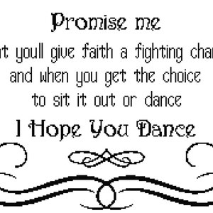 I Hope You Dance Wall Art Cross Stitch Pattern