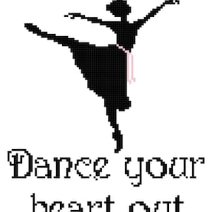 Dance Your Heart Out in Black with Pink Wall Art Cross Stitch Pattern