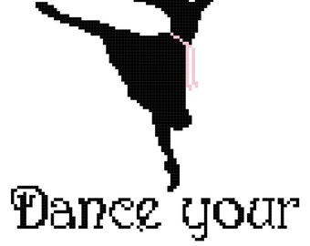 Dance Your Heart Out in Black with Pink Wall Art Cross Stitch Pattern