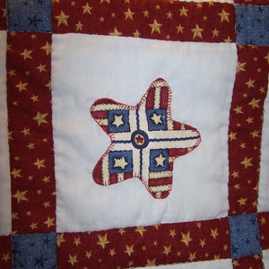 Americana Stars and Stripes Appliqued Lap quilt SALE SALE SALE image 4
