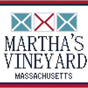 Martha&#39;s Vineyard Massachusetts Nautical Flag Wall Art Cross Stitch Pattern