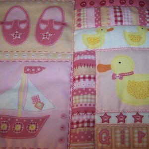 Pink Hand Quilted Flannel Baby Blanket image 3