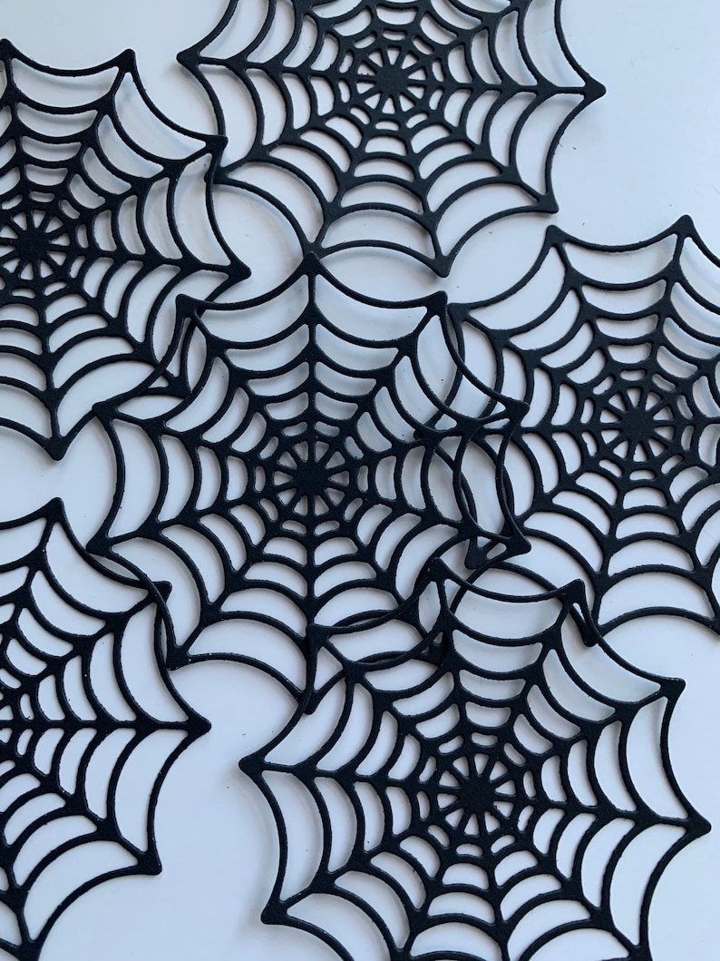 Black Spider Web Die cuts Set of 3 Halloween Trick or Treat | Etsy