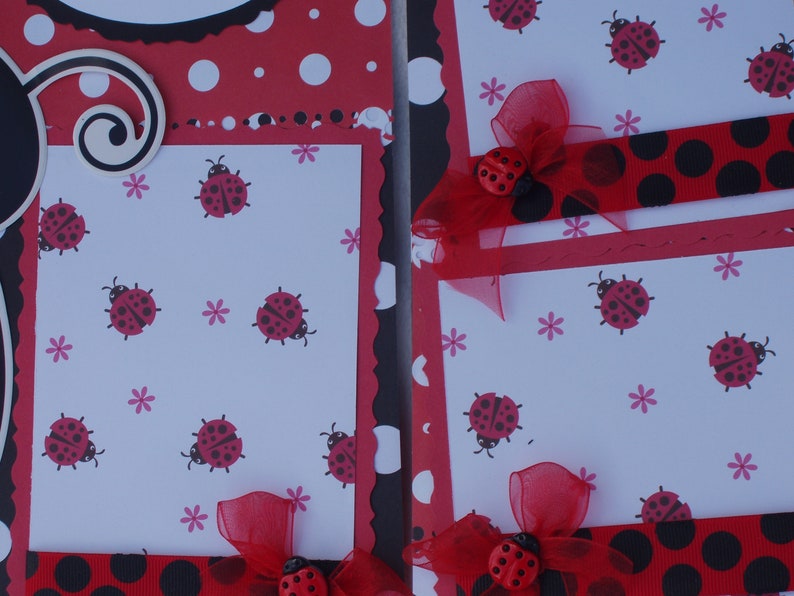 Ladybug Spring Summer Red Black Spots Daisy Insect Leaves Beetle Outdoors 12x12 Premade Scrapbook Pages by KARI