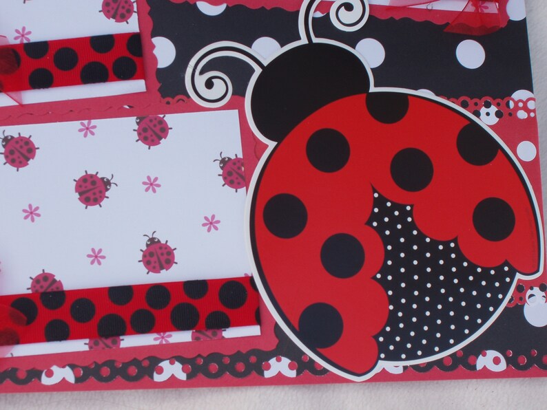 Ladybug Spring Summer Red Black Spots Daisy Insect Leaves Beetle Outdoors 12x12 Premade Scrapbook Pages by KARI