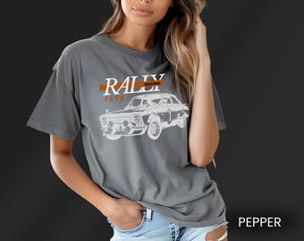 Vintage Rally Car Tee: Retro Automotive Shirt, Comfort Colors