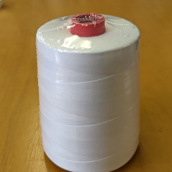 100% Cotton Mercerized Sewing Thread - White - TEX 30 - 10,000 yd cone