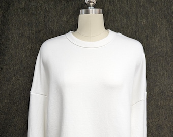 Organic Drop Shoulder Crewneck Sweatshirt | Natural White | 100% Organic Cotton Fleece PFD PFGD | Gender Neutral | Made in USA