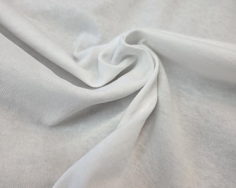 Heavyweight Cotton Jersey Fabric White with Matching Rib, 1 Yard, Made in USA  [1804]