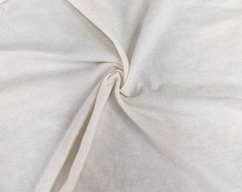 Organic Cotton Lightweight Jersey Fabric Natural Scoured, 1 Yard, Matching Rib Available, Made in USA [LOJN]