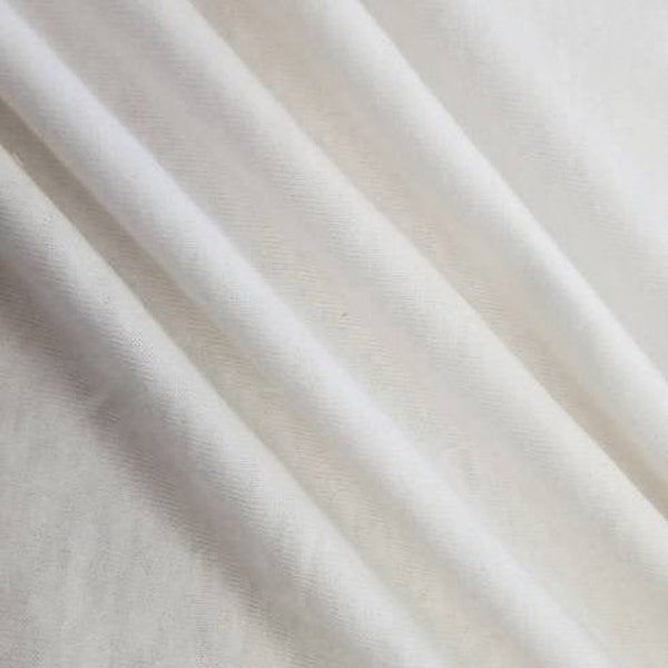 Heavyweight Cotton Jersey Fabric White with Matching Rib, 1 Yard, Made in USA  [1804]