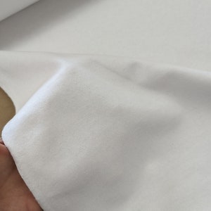 Midweight White Fleece - Ringspun Cotton 16 oz Brushed Fabric with Matching Rib White  Made in USA [FGAM]