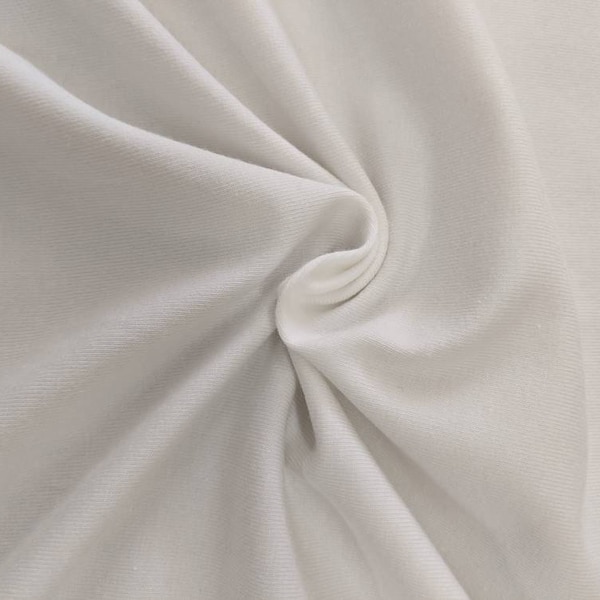 Organic Combed Cotton Stretch Jersey Fabric White Black Spandex - 1 YARD | Made in USA [CCJW]