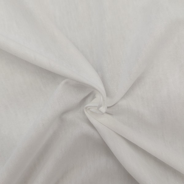 Supima Cotton Lightweight Jersey Fabric White, 1 Yard, Made in USA [4024]