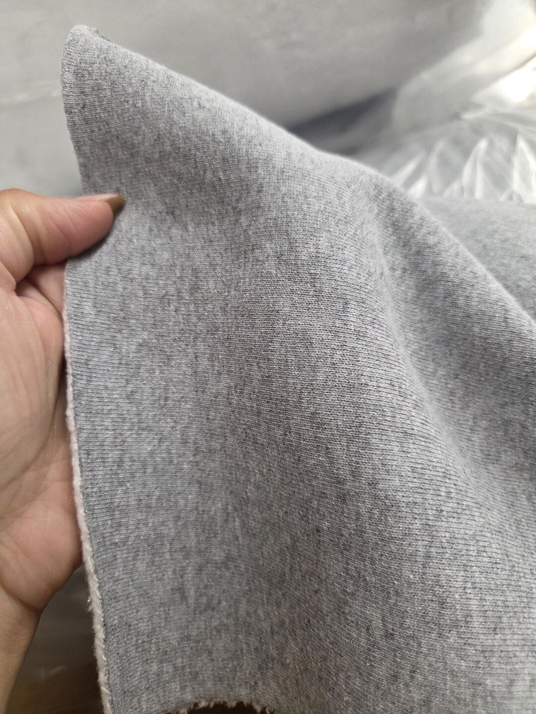 Fleece Rib Heavyweight Fleece With Matching Rib - 100% Cotton Black/white/heather ...