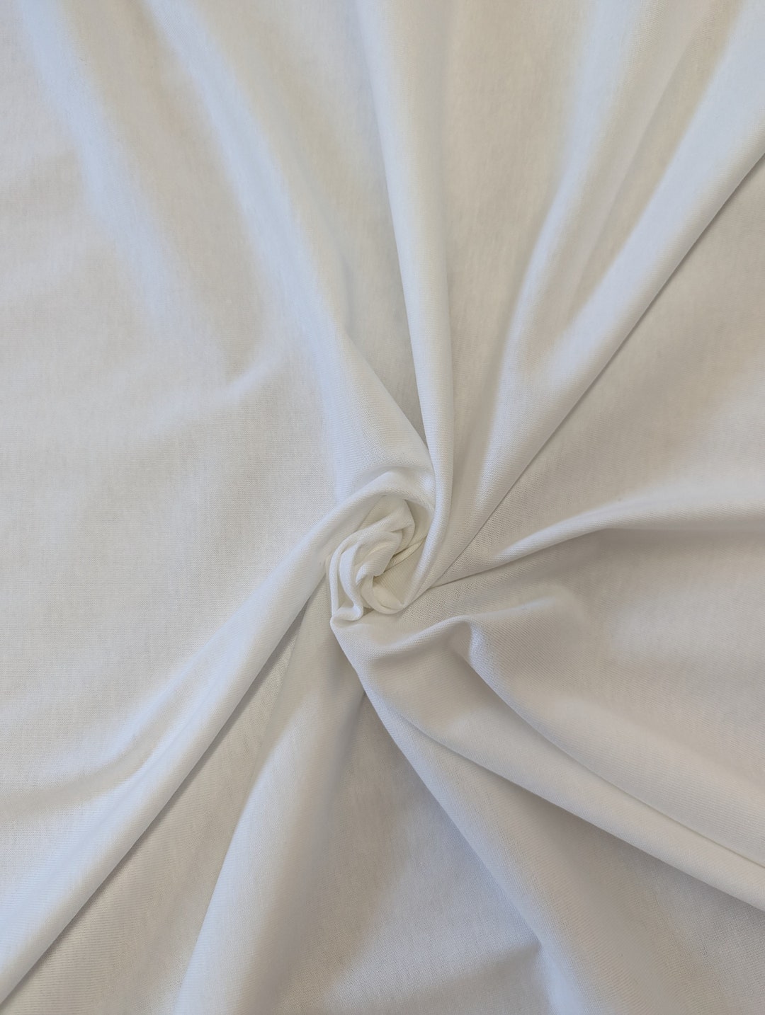 Organic Cotton Lightweight Jersey Fabric White, 1 Yard, Made in USA