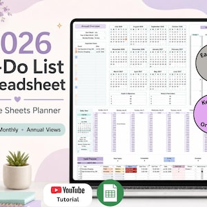 Automated Google Sheets To-Do List Task Tracker, Daily Weekly Monthly Annual Views