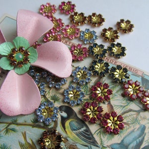 10 Vintage Swarovski Assorted  Crystal Flowers, Mixed colors and Sizes