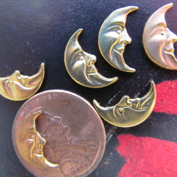 8 Shiney Brass Man In The Moon Findings