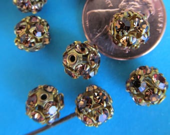 6 cuentas vintage de diamantes de imitación de topacio claro Swarovski de 7 mm