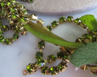 Swarvovski Olive Green  Rhinestone Chain, 32pp-4mm