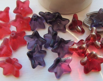 12 Vintage German  4 Colors, Can't decide ? Get A Mix Glass Bell Flower